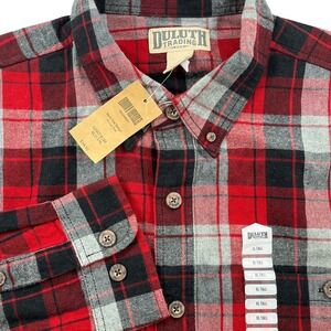 3/27 Duluth Trading Co Free Swingin Flannel Men's XLT NWT Red Black Gray Plaid
